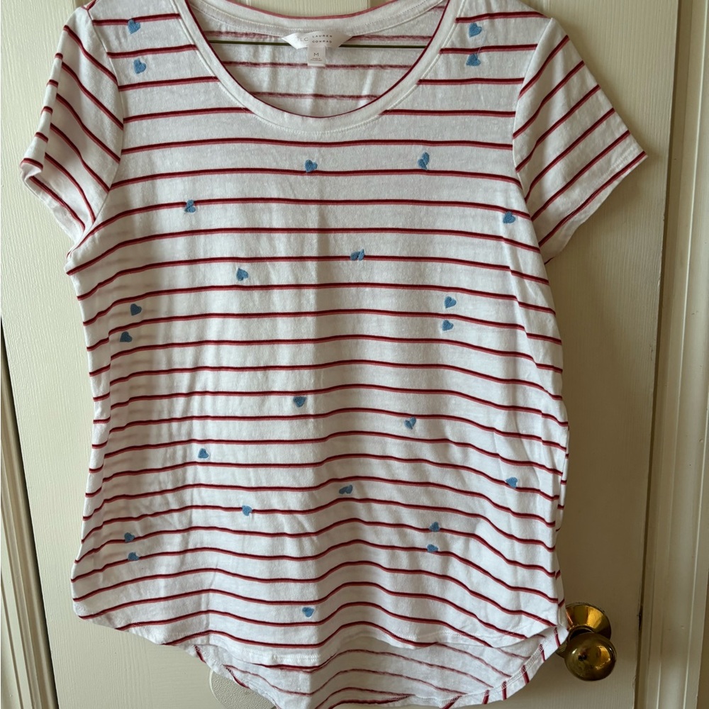 LC Lauren Conrad Red and White Striped Tee